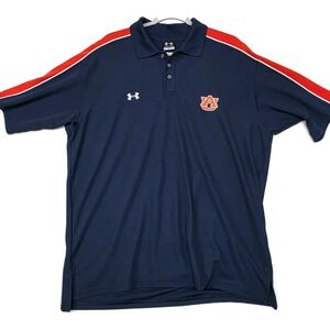 Auburn Tigers Polo Shirt Mens Large Navy Blue NCAA Basketball Under Armour
